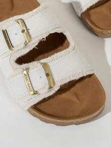 Fashionable Versatile Comfortable Retro Thick Sole Round Toe Platform Casual Outdoor Open Toe Strap Roman Beach Mule Sandals,Spring Summer Outfits - White - View 8