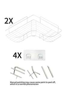 1pc Corner Shelf, Bathroom Triangle Shelf, No Drilling Required, Triangular Multifunctional Self-Adhesive Wall-Mounted Corner Storage Rack, Bathroom Storage Shelf, Kitchen Storage Rack, Cosmetic Hanging Rack - White - View 12