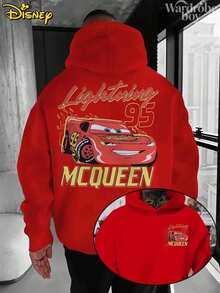 Disney Printed Hoodie, Men's Disney Lightning McQueen Printed Hoodie, Disney Resort Hoodie| Exquisite Design | Best Choice For Gifts - 紅色 - 查看 1