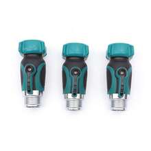 Conector rápido de paso de aleación de zinc con válvula de bola única, rosca de 3/4" para riego y aspersión hortícola - Ver 5