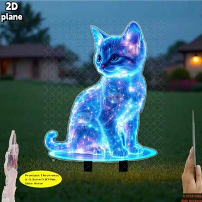 2D Flat Decoration - An Elegant Blue Starry Sky Cat Stake 2D Acrylic Decoration, Fashionable Outdoor Ornament, No Electricity Required, Easy To Insert And Remove From Lawn And Cemetery, Perfect Easter Gift For Women And Mothers.
