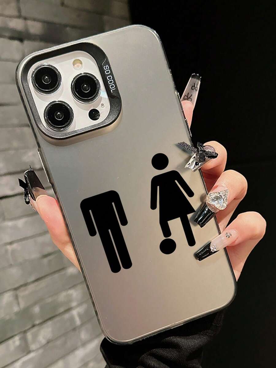 Funny Phone Case,Ugly Phone Case 1pc Minimalist Funny Graphic UV Printed Phone Case, Compatible With IPhone 17-11 Pro Pro Max Plus, Gift For All Occasions - Black - View 1