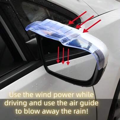 2pcs Car Rearview Mirror Rain Cover, Universal Side Mirror Rain Guards With Air Vent Design, Rain And Snow Barrier Sun Visor, Universal Car Rear Rain Eyebrow Cover, Easy To Install, No Drilling Required, Sun Visor, Suitable For All Cars