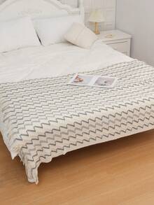 Tasseled Knit Throw Blanket - Soft, Lightweight And Cozy For Sofa, Bed And Travel Use - Farmhouse Style Beige And Cream - AB Yarn Beige - View 1