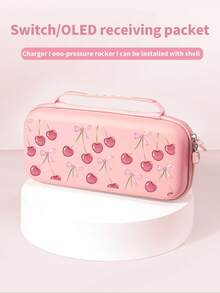 1pc Cute Bow & Cherry Pattern Switch Protective Case, Compatible With Switch 2 (2025), Suitable For Switch OLED/Switch NS, Storage Bag, Battery Version Game Console Accessories Protective Cover, Best Gift For SWITCH Players - Multicolor - View 4