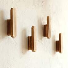 4pcs Natural Wood Wall Hooks Set, Minimalist Handmade Coat Rack For Hallway Closet, Rustic Wooden Hanger For Bathroom Towel Robe, Graduation & Wedding Gift, Father's Day Present - View 8