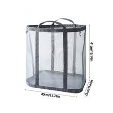 1pc Random Color Oversized Mesh Beach Bag Nylon Mesh Laundry Basket Foldable Wall-Mounted Breathable Mesh Tote Bag Storage Organizer With Large Capacity Heavy Duty Lightweight Portable Collapsible For Swimming Pool Travel Camping Summer - View 6