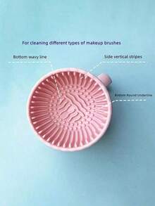 1pc Makeup Brush Cleaning Bowl, Solid Silicone Brush Mat, Silicone Makeup Brush Cleaning Bowl, Brush Cleaning Mat, For Cleaning Eyebrow Brush, Blush Brush, Powder Blush Brush, Eyeshadow Brush - Multicolor - View 5