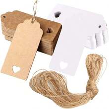 10-300pcs Blank Kraft Paper Tags, DIY Handmade Heart Hollow Gift Tags With Jute Twine, Suitable For Wedding Party Decoration, Candy Box Packaging, Gift Tags, Message Cards - Multicolor - View 7