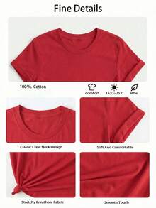 Spring/Summer Women 's White Pattern T-Shirt, SUNDAYS ARE FOR FORMULA F1 Racing Car Pattern Letter Slogan Pattern Printed Women' S T-Shirt, Theme Park Travel Clothing, Very Suitable For Beach Vacation, Summer Grand And Casual Seaside Style, Round Neck Fashionable Short-Sleeved Top - 紅色 - 查看 3