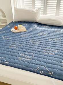 1件装绗缝方形床垫垫，带衬垫防滑可水洗床罩 - 彩色 - 查看 7