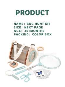 儿童户外昆虫观察盒捕捉套装，DIY昆虫饲养笼，蝴蝶网，昆虫镊子，玩具礼品 - 彩色 - 查看 3