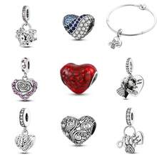 1 件装时尚心形闪亮珠子吊坠，镀银，适合手链项链 DIY 节日礼物 - 彩色 - 查看 2