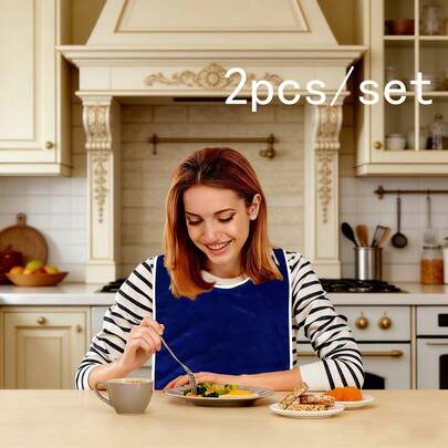 3 قطع/مجموعة من المآزر المعاد استخدامها للكبار مقاومة للماء، مزودة بإغلاق بسحاب قابل للتعديل، مآزر تغذية للمسنين ودور الرعاية والمطبخ، متعددة الألوان