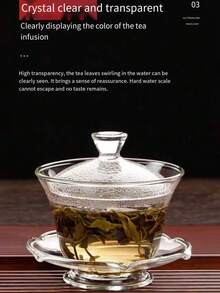 3pcs Glass Gaiwan Set, Minimalist Transparent Heat-Resistant, Large 3pcs Tea Bowl Set, Kung Fu Tea Set, High Borosilicate Glass Gaiwan Tea Set - Multicolor - View 4