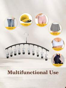 1/2/3pcs Multi-Clip Clothes Hanger, Space-Saving Drying Rack With Multiple Windproof Clips, Perfect For Student Dormitory, Socks, Underwear, Delicate Items Drying Solution, Portable Laundry Organization Hanger With Sturdy Design - Black - View 10