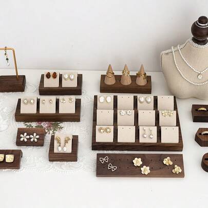 Walnut Wood Earring Display Stand, Jewelry Organizer Rack For Earrings, Earrings, Accessories, Jewelry Display And Photography Props