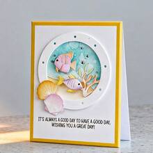 创意圆形和鱼形模具，DIY剪贴簿相册和压花模板，贺卡制作工具，卡片纸切割工艺品，礼品卡制作模板模切。 - 銀色 - 查看 10