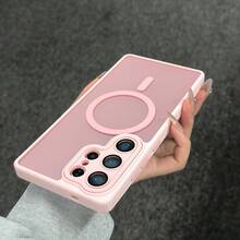 高級磨砂親膚手機殼，適用於 Galaxy S26Ultra S25Ultra S24Ultra S23Ultra A56 A16 A17 A36 A26 A16 A37 A57 S24 S23FE Plus A55 A35 A54 A15 S25 S24 S23 及其他機型，全方位相機保護、內建鏡頭膜、柔軟觸感、防指紋、支援無線充電、防震設計 - 粉色 - 查看 5