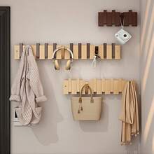 1pc Wooden Wall Mounted Coat Hook, Modern Piano Hanger For Jackets, Keys, Towels, Space-Saving Entryway Hook (With Or Without Hole) - Multicolor - View 1