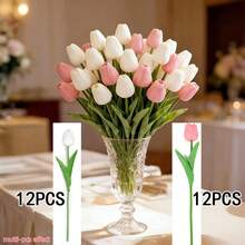 12 bông hoa tulip nhân tạo màu trắng/hồng, thích hợp làm quà tặng Ngày của Mẹ, trang trí bàn làm việc, đám cưới, tiệc tùng, bó hoa tự làm, trang trí nhà cửa, hoa nhựa, đồ trang trí, vòng hoa, bó hoa cưới, trang trí tựu trường, đồ dùng học tập, cây nhân tạo, hoa giả - Nhiều màu - Xem 8