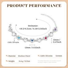 1pc Customized Family Birthstone Stainless Steel Heart-Shaped Bracelet, Fashionable, Elegant, Exquisite Silver Jewelry, Girlfriend/Friend/Mother/Daughter Christmas Gift, Perfect Mother's Day, Valentine's Day, Anniversary Gift, Customized Birthstone Jewelry For Loved Ones, Customized Name, Women's Jewelry Gift, Mother's Day Gift - Silver - View 9