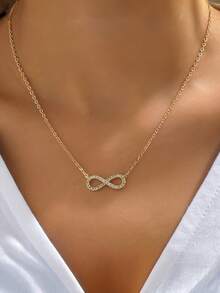1件装无限符号8字母吊坠锁骨项链，女士节日礼物 - 金色 - 查看 1