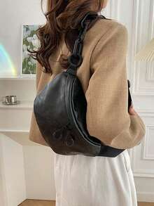 时尚软皮腰包街头风斜挎包女士胸包简约腰带包设计师款女士单肩斜挎包手机包 - 黑色 - 查看 4