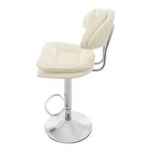 2-Piece Set Of Chair Stools With Backrests, 360° Swivel Bar Stools With Footrests, Adjustable Height 24.41-32.28 Inches, Fabric Bar Stools, Armless Kitchen Stools, Bar Stools For Dining Room - White - View 11
