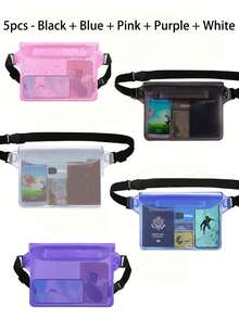 2件装防水腰包,大容量防水手机袋,夏季户外运动防水包,三重密封防水腰包,户外运动沙滩手机保护套,游泳潜水保护套,返校必备,防水包,沙滩包,沙滩配件,适用于划船、游泳、浮潜、皮划艇、海滩、水上乐园等场合,可用作手机壳和钱包,适合度假、泳池活动 - 彩色 - 查看 28