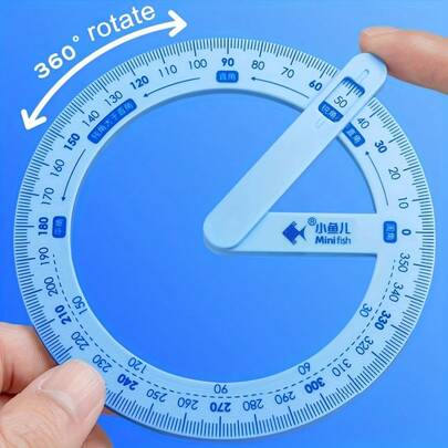 מד זווית 360 מעלות - כלי מדידה מדויק לציור, חומר פלסטיק עמיד, ציוד משרדי חיוני