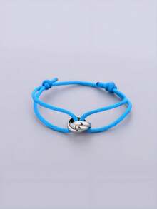 1pc Handmade Adjustable Stainless Steel Triple Circle Hollow Thin Bracelet, Unisex Couple Gift (Slight Color Difference May Exist Between Actual Product And Image Due To Lighting And Angle During Photography) - Silver - View 28