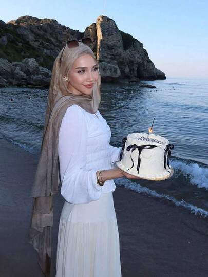 1件装女士时尚波西米亚水彩印花围巾头巾，休闲街头风秋季围巾