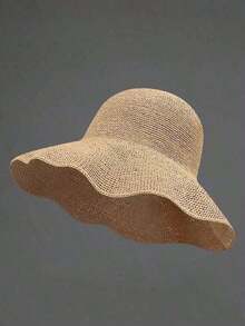 Classic Straw Braid Hat, Women's Beach Hat, Versatile Bucket Hat,, Spring/Summer - 卡其色 - 查看 8