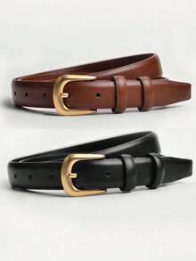 1/2pcs Women's Fashion Pin Buckle Belt, Suitable For Daily Commute, Jeans, And Student Wear - Multicolor - View 2