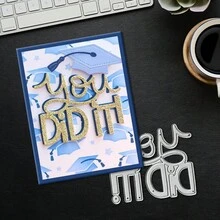 创意“你做到了”字样模具，DIY剪贴簿相册和压花模板，贺卡制作工具，卡片纸切割工艺品，礼品卡制作模板模切。 - 銀色 - 查看 3