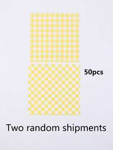 50入組方格三明治包裝紙，烘烤用紙製麵包包裝紙，空氣炸鍋廚房烘烤紙，空氣炸蒸籠紙，空氣炸鍋蓋 - 黃色 - 查看 13