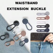 6/12pcs No-Sew Denim Pants Waist Extender, Plastic Elastic Waistband Adjustable Buckle For Pants & Skirts - Waist Buckle - View 1