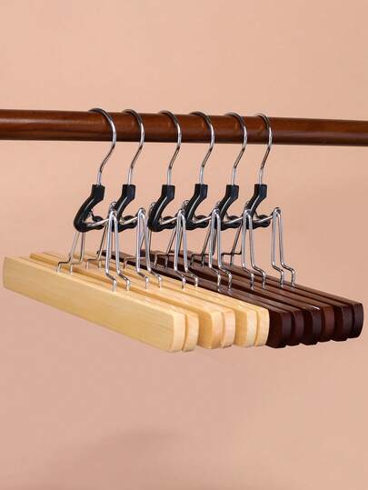 3/5/10pcs High-Quality Non-Slip Wooden Pant Hangers, Space-Saving Wardrobe Storage & Organization For Jeans, Skirts, Trousers, Cheongsam, Wigs, Suitable For Bedroom, Closet, Cabinet, Home, Dorm