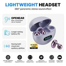 Auriculares Deportivos Inalámbricos con Clip – Sonido Estéreo TWS HiFi Dolby Bass, Llamadas HD, Controles Táctiles, Varios Temas, Diseño Abierto, Micrófono de Condensador, Estuche de Carga Inalámbrica, Interfaz Type-C y Compatibilidad con Android e iOS | Ideales para Juegos y Entornos Profesionales - Ver 1