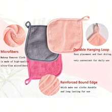 3/5pcs Set Soft Ultra-Fine Fiber Facial , Makeup Remover Cloths, With Hanging Loop, Gentle On Skin, Washable & Reusable - Multicolor - View 7