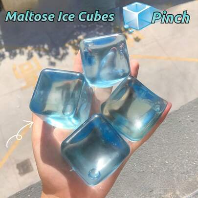 2026 Summer New 1pc Ice Transparent Malt Sugar Squeeze Toy, Cube Slow Rebound Stress Relief Toy, Refreshingly Cool Super Soft Texture, Office Desk Cooling Companion, Anxiety Relief Partner, Exquisite Gift For Birthday, Couples, Holidays, Gamers