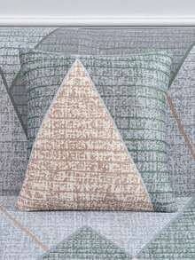 1pc Stretch Full Cover Sofa Slipcover, Geometric Pattern, Modern Style Polyester Fabric, Machine Washable, Protects Sofa, Dust & Dirt Resistant - Light Grey - View 9