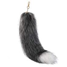 1 Extra-Large Fox Tail Pendant Keychain| Handbag, Tote Bag, Crossbody Bag Accessory - Car Keychain Cos Tail Ender, Made Of Zinc Alloy - 黑狐 - 查看 13