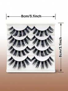 Youyibei 4对装漫画风格假睫毛，柔软自然纤长，动漫风格轻盈条状假睫毛，适用于日常妆容、角色扮演、派对等场合，可重复使用，睫毛，假睫毛 - 查看 7