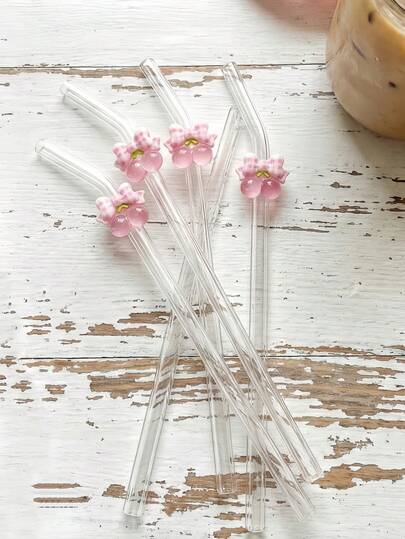 5pcs Reusable Straws Set, Including Straws And Cleaning Brush, Suitable For All Seasons, Applicable For Milkshakes, Iced Coffee, Matcha, Party Supplies, Home & Kitchen Essentials, Kitchen Accessories, Holiday Gifts