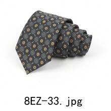 男士领带一条，适合：婚礼、商务、休闲、派对等场合。图案窄领带，防污防皱，条纹波点复古领带，领带夹和领带架套装，条纹休闲面料。 - 彩色 - 查看 3