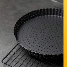 Small Carbon Steel Pizza Pan With Holes, Thickened, 5.5 Inch/7 Inch Non-Stick Baking Tray, High Temperature Resistant, Easy To Clean - View 2