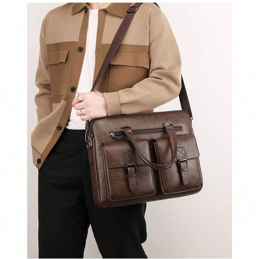 Men Briefcase - 棕色 - 查看 1