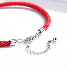 BAMOER 925 Pure Silver Red Lucky Bracelet, Original Base Model European Women's Adjustable Design (16-21cm) - Perfect For Girl's Birthday Gifts & Daily Wear Women's Jewelry - Multicolor - View 5